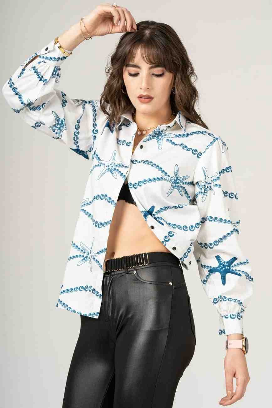 Ocean Starfish Printed Girl Shirt