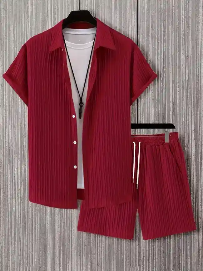 Casual Red Two-Piece Summer Set