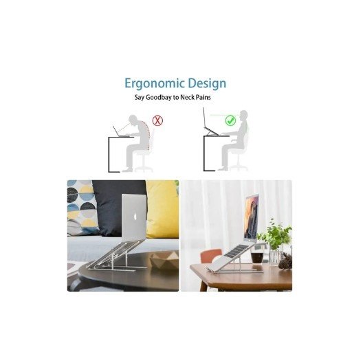 Laptop Stand for Desk and Tabletop, Metal Laptop Holder, Adjustable Laptop Stand Metal for MacBook, Tablets, Mobile Phones, Ergonomic Stand for Laptop, Durable Aluminum Laptop Riser.